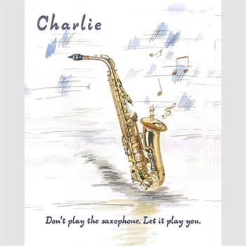 Custom Watercolor Art Print of Saxophone with Your Text,by myDaVinci - myDaVinci
